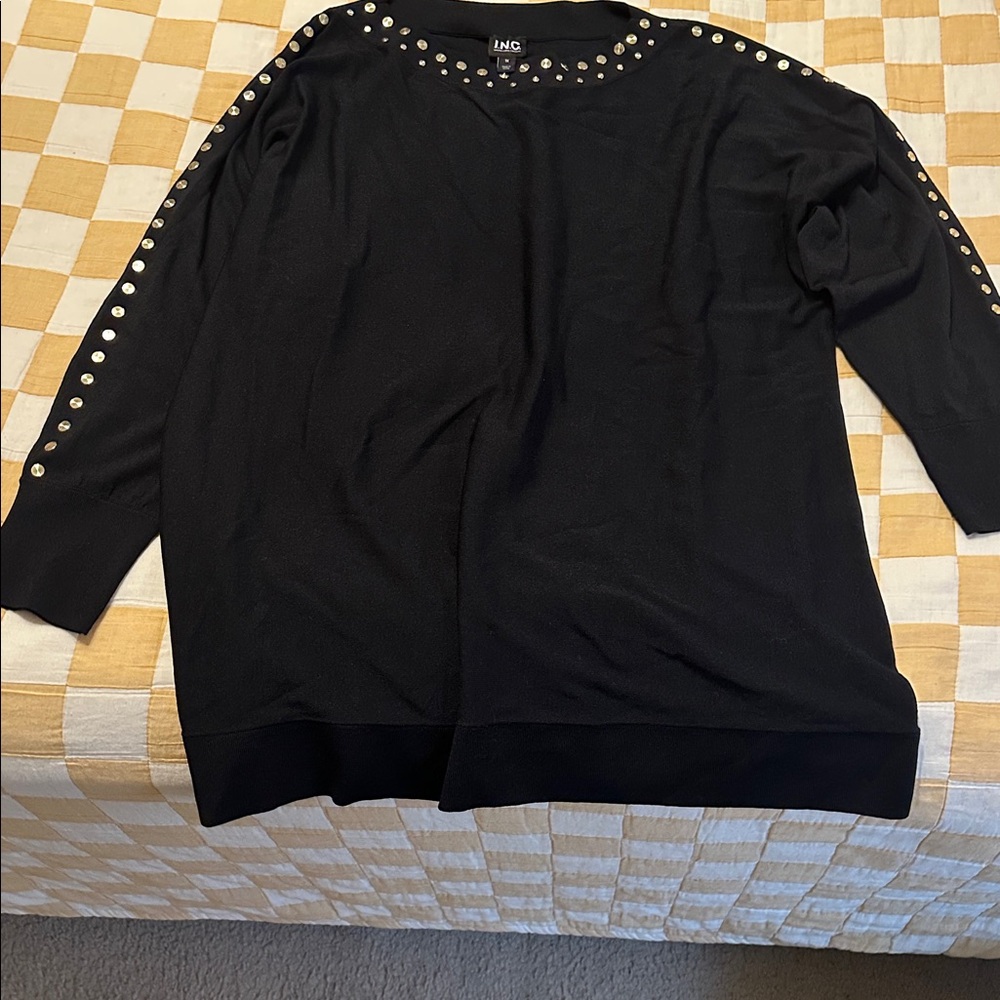 INC Black Studded Sweater size 1X